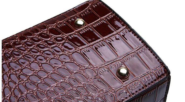 Luxury Vintage Women's Crocodile Pattern Handbag Large Capacity Tote Bag Leather Business Shoulder Bag For Female